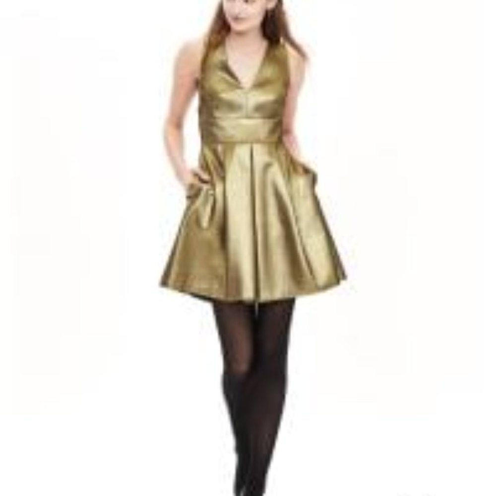 Banana Republic semi-formal shimmer gold dress